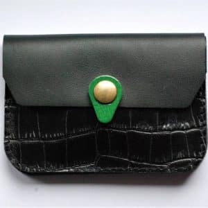 Porte monnaie Zanzibar Noir croco, noir et vert