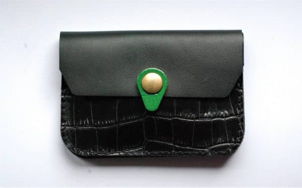 Porte monnaie Zanzibar Noir croco, noir et vert