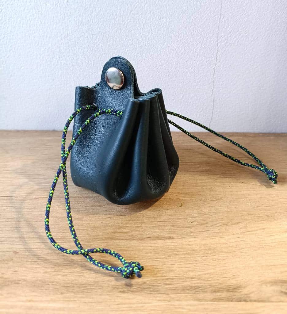 Bourse porte monnaie en cuir fabriquée en france bleu canard et vert